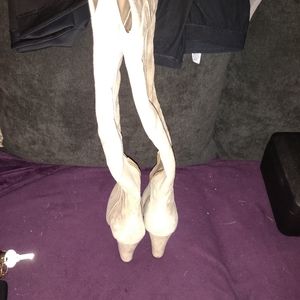 Beige suede boots
